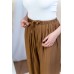 Straight-leg ruffled elastic drawstring trousers