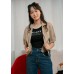Zip-up jacket with plastic hem of the top
