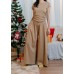 High-waisted, wide-leg trousers