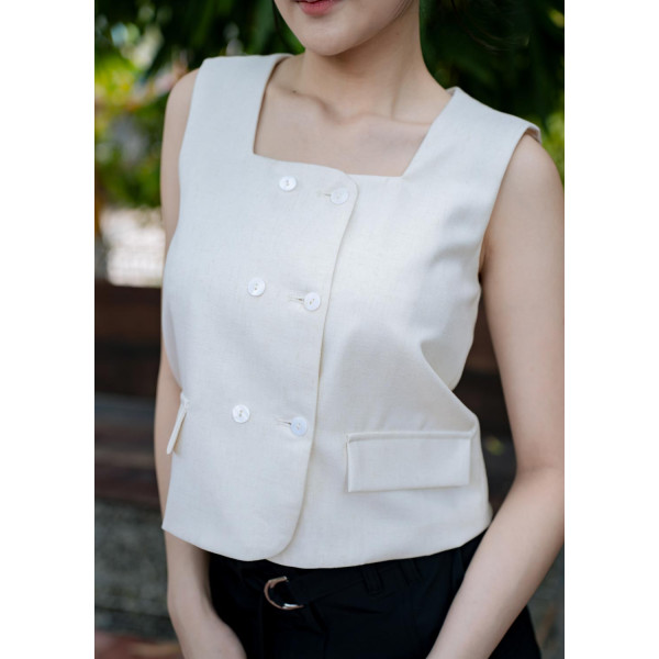 Double-row button-opening vest