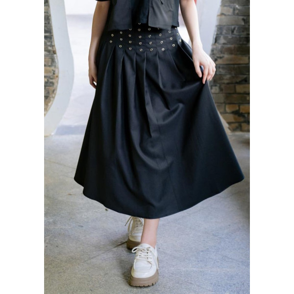 Punk pleated maxi dress