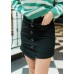 Skirt with full row of decorative buttoned double pockets