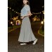 Belted pleated long skirt
