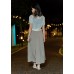 Belted pleated long skirt