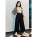 Chain wide-leg trousers with small V
