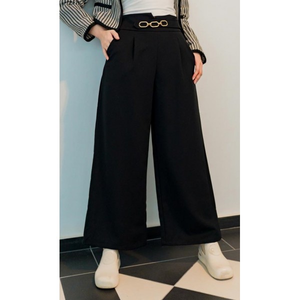 Chain wide-leg trousers with small V