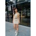 Collar-knit short-sleeved open-button top
