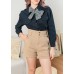 Round Hem Shorts Two Buttons Closure Zipper Fly