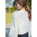 Round Neck Long Sleeve Blouse with Elasticated Cuff