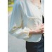 Round Neck Long Sleeve Blouse with Elasticated Cuff