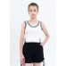 Cropped Length Round Hem Singlet with Ruffle Edges