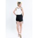 Cropped Length Round Hem Singlet with Ruffle Edges