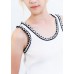 Cropped Length Round Hem Singlet with Ruffle Edges