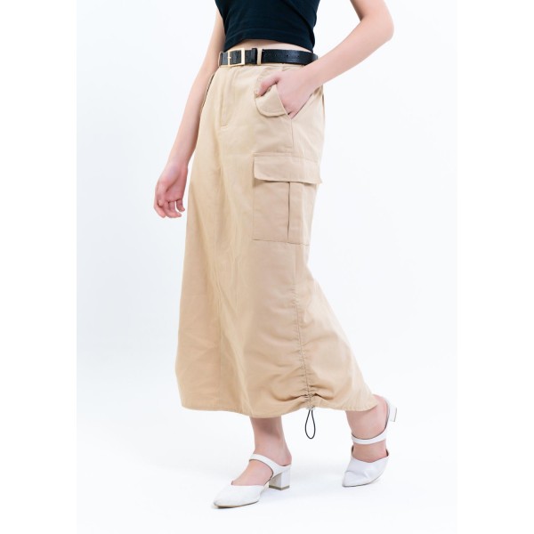 Elasticated Back Waist Long Skirt with 2 Side Pockets