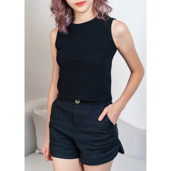 Cropped Length Round Neck Singlet