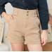 Round Hem Shorts Two Buttons Closure Zipper Fly